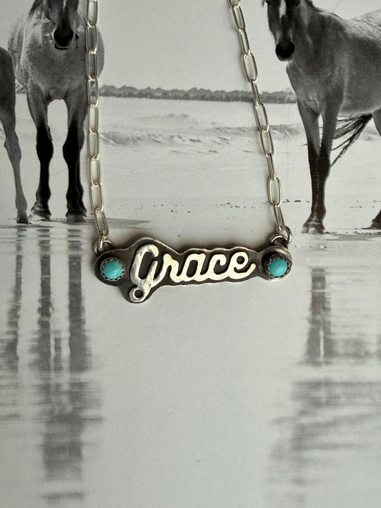 Cactus Rose Studios Name/Word Necklace with paper clip chain