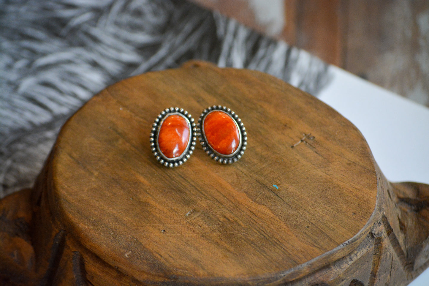 "Marigold" Orange Spiny Studs