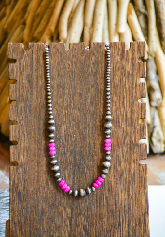 "Blossom" Sterling silver Pearl and Pink Jade Necklace