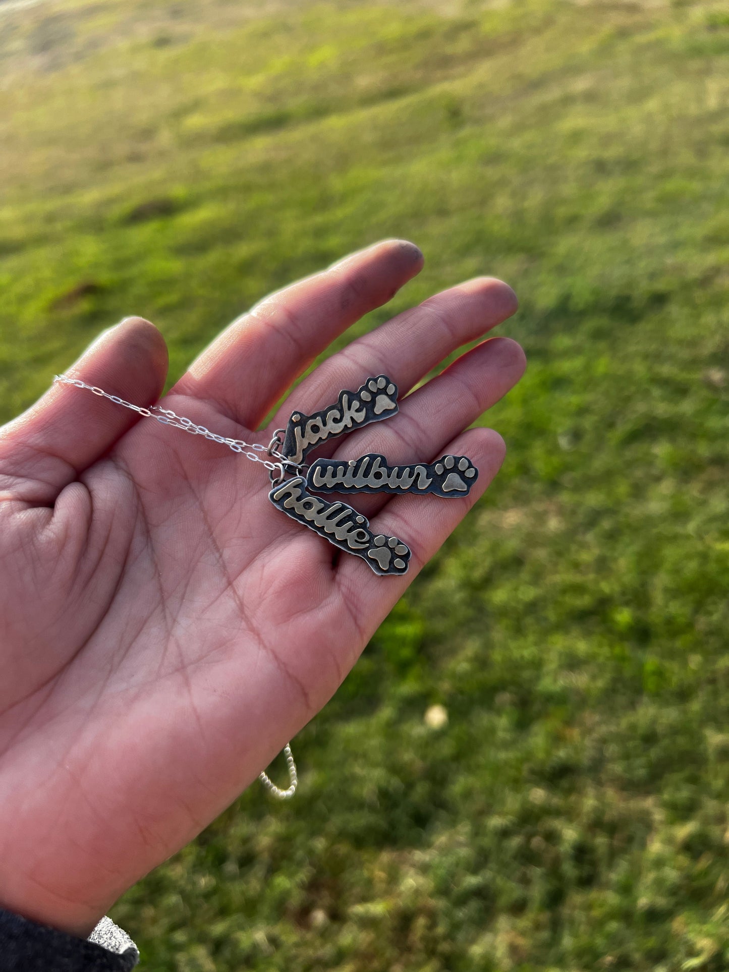Cactus Rose Studios Paw Print Name pendant