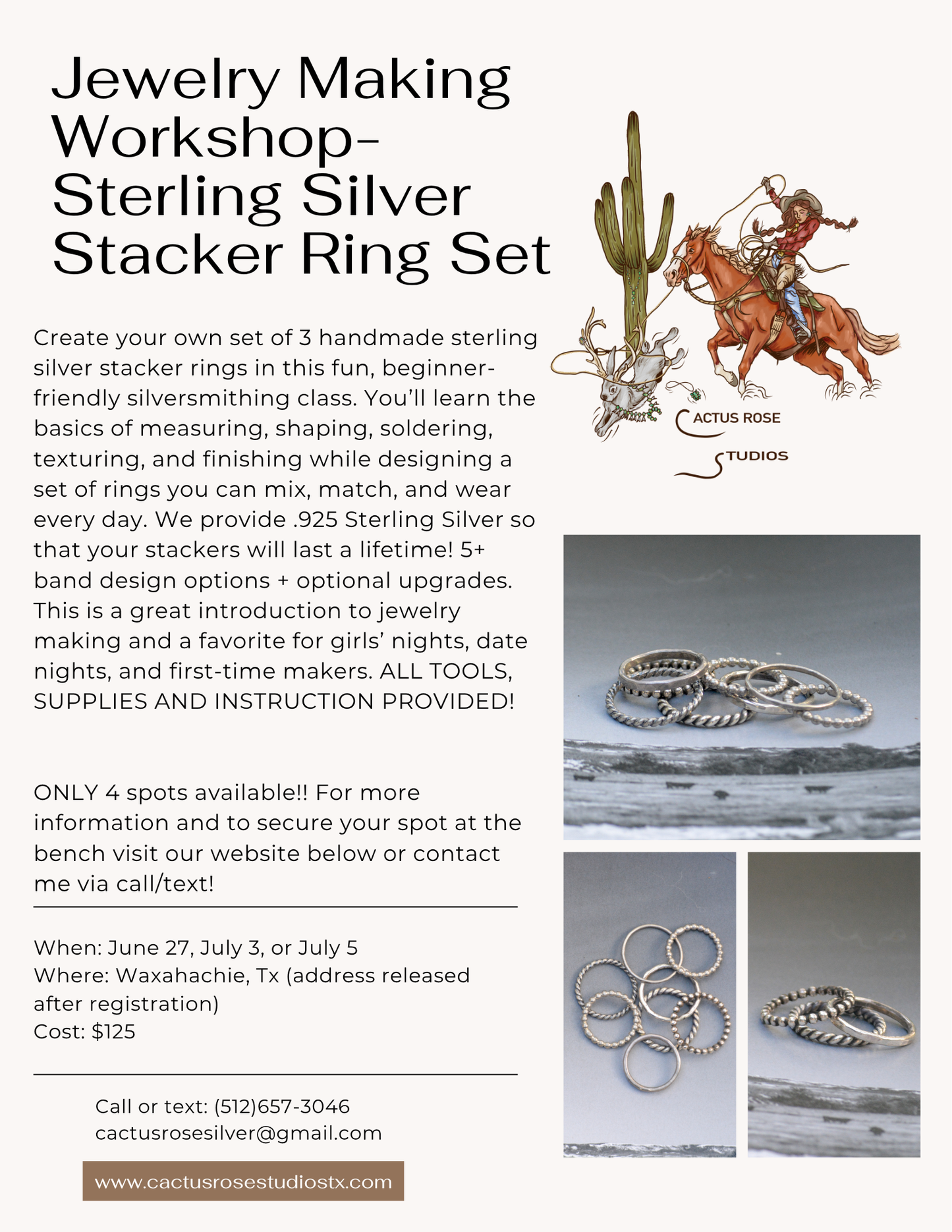 Basic Silversmithing Workshop - Sterling Silver Stacker Rings| June 27