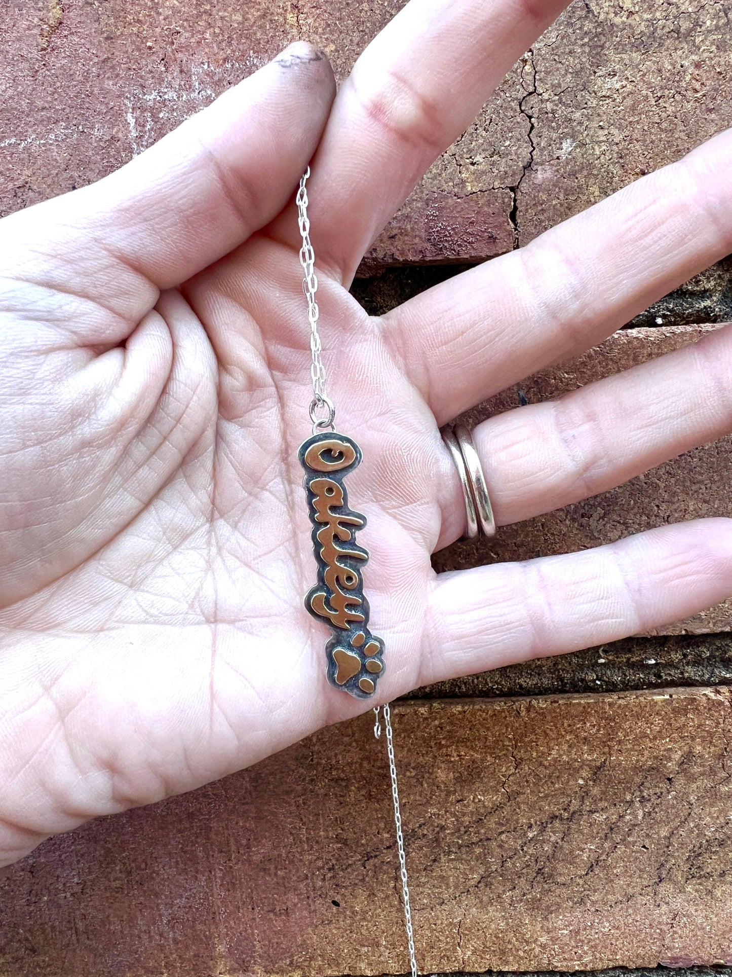 Cactus Rose Studios Paw Print Name pendant