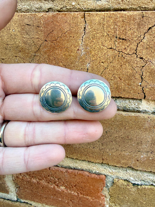 Simple Stamped Sterling Concho Studs
